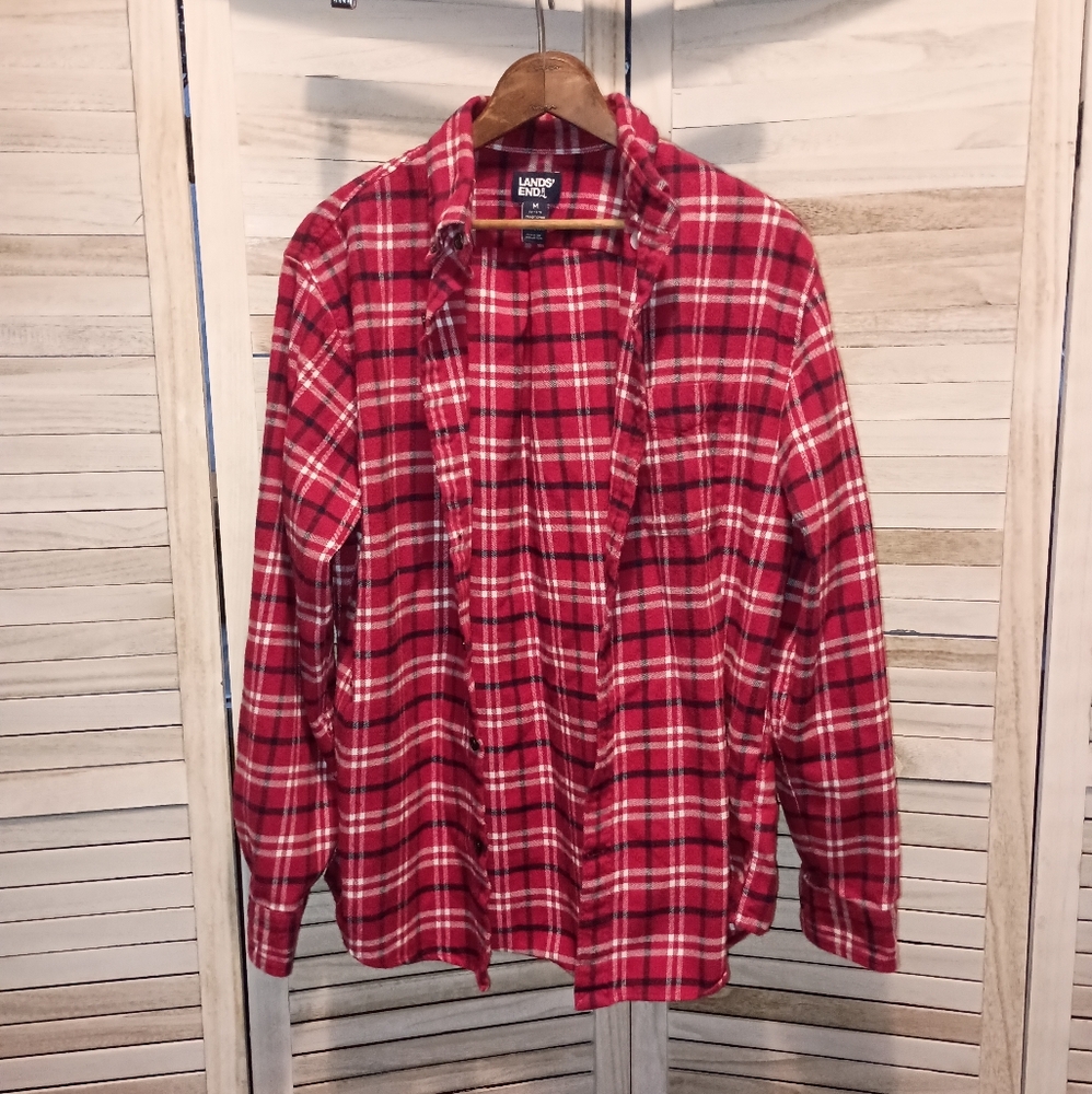 Land's End Red Plaid Men's Shirt M